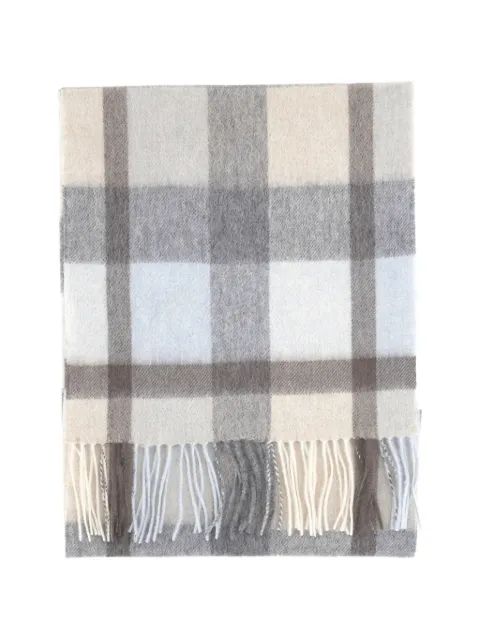 Purotatto check-pattern fringed scarf