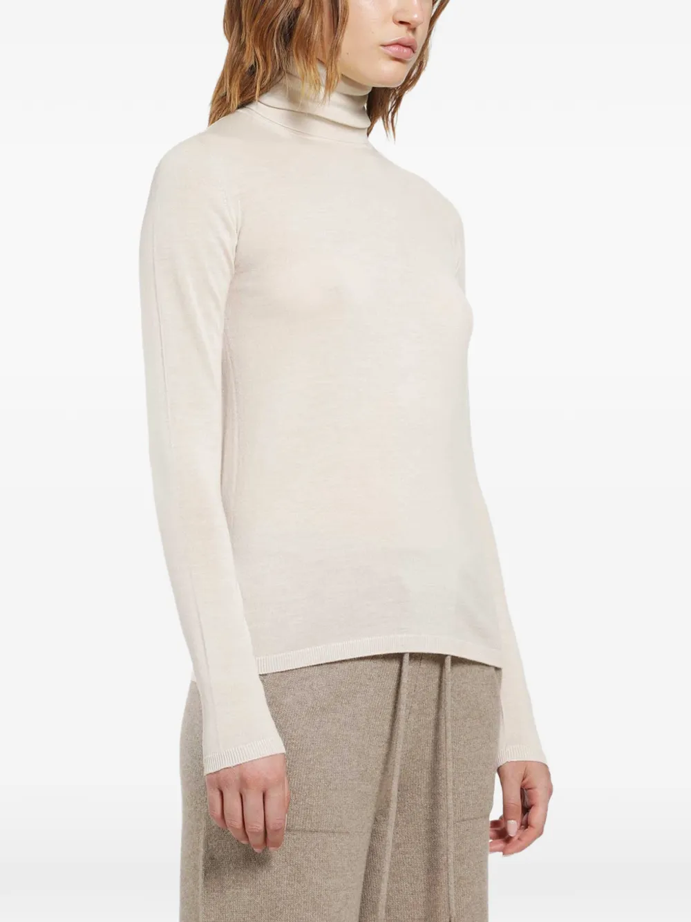 Max Mara roll-neck virgin wool sweater Beige