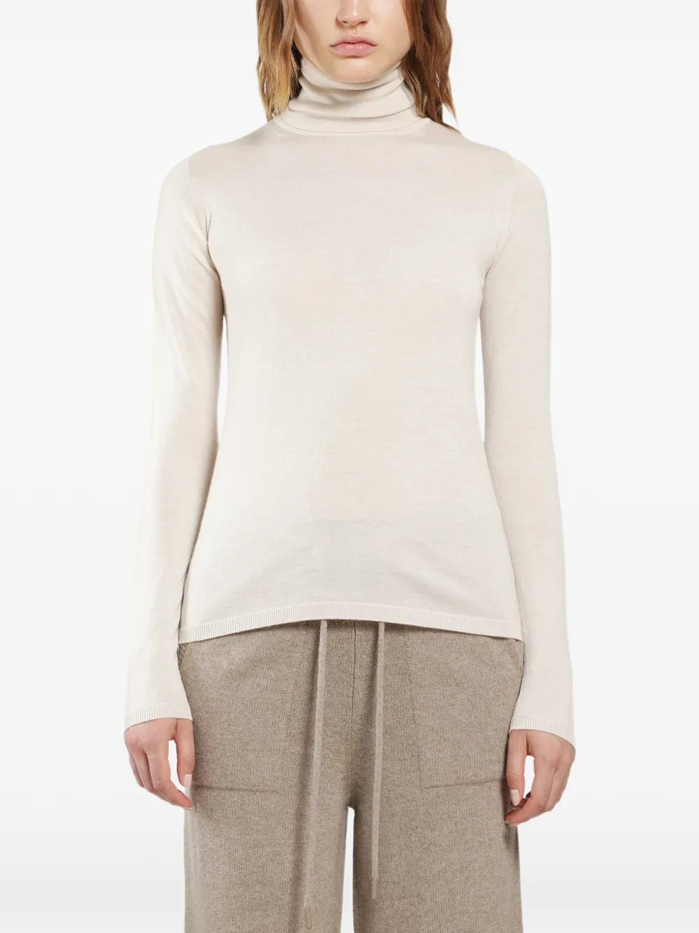 Max Mara roll-neck virgin wool sweater - Toni neutri