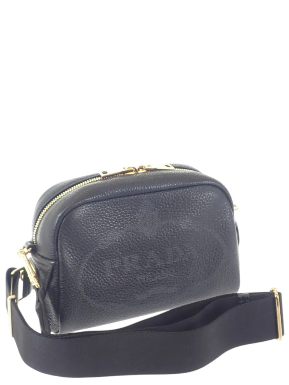 Prada Pre-Owned 2013-2026 Vitello Daino Umhängetasche mit perforiertem Logo - Schwarz