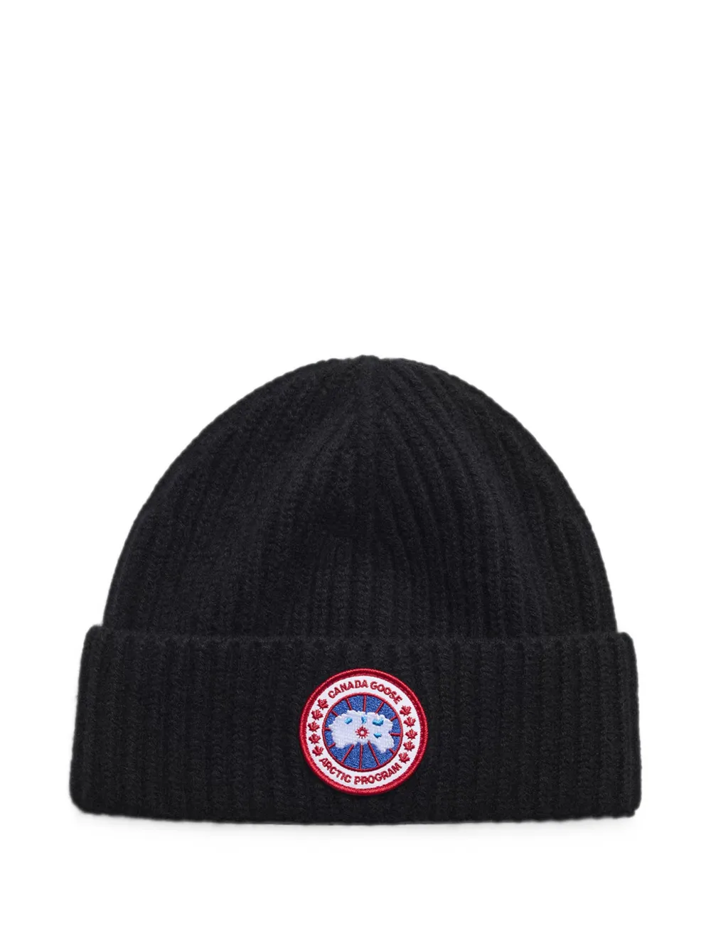 Canada Goose logo-patch ribbed-knit beanie hat