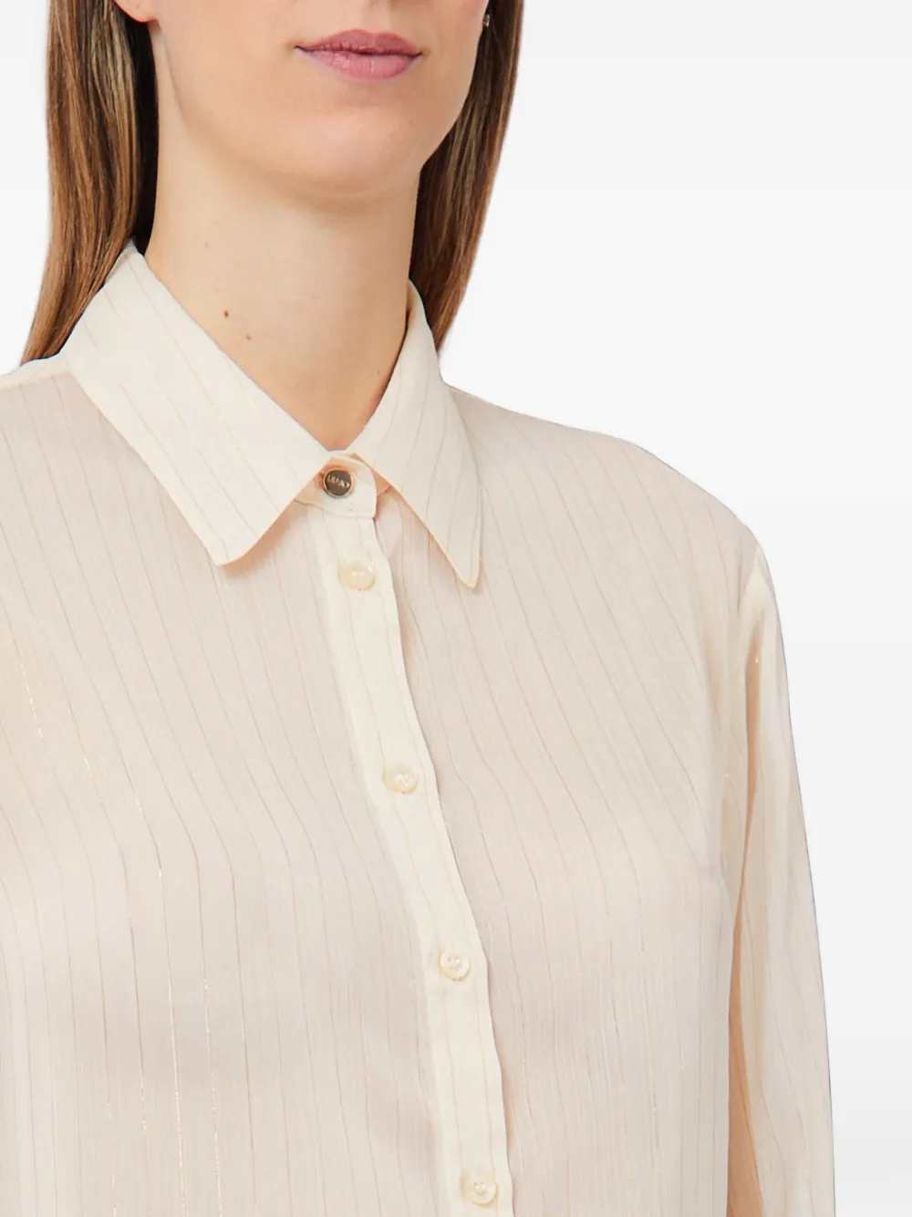LIU JO Button-up blouse met krijtstreep Beige