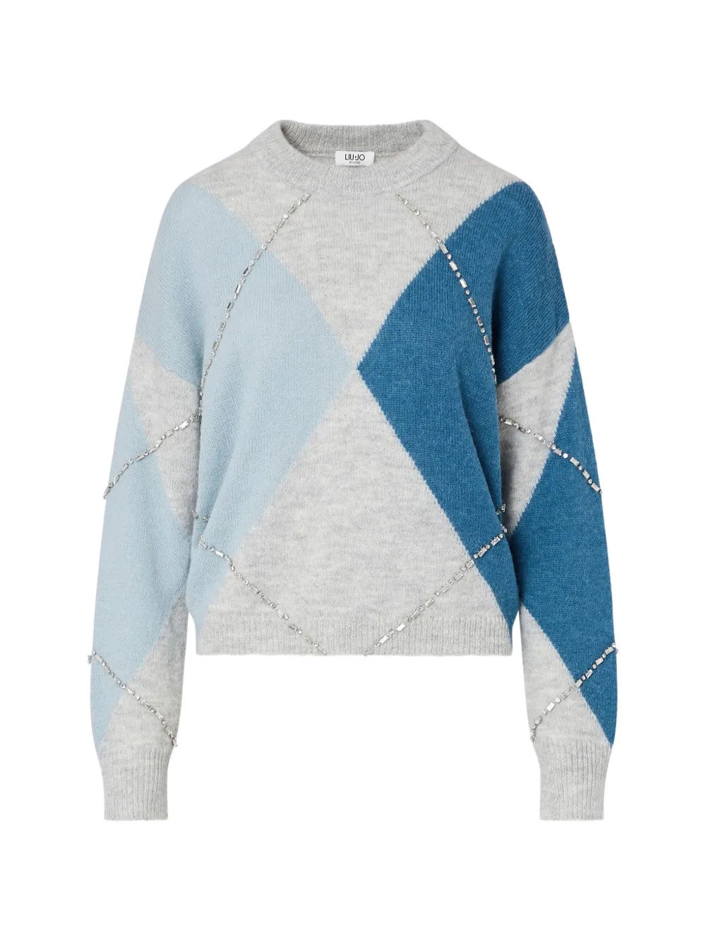 LIU JO argyle crystal-embellished sweater