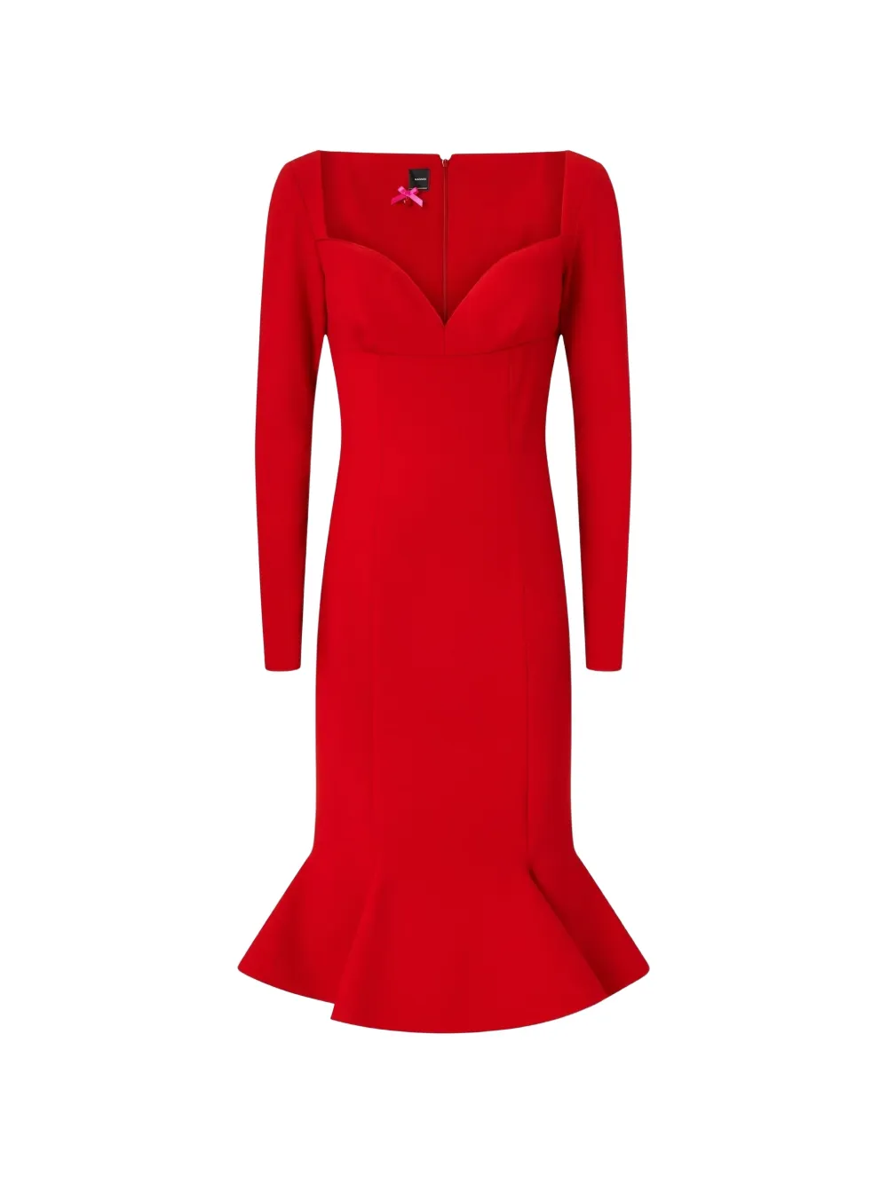 PINKO ruffled long-sleeve midi dress - Rosso
