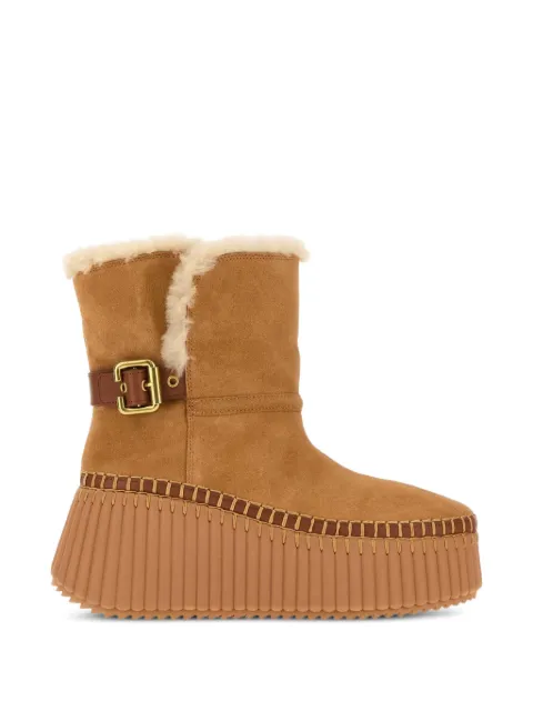 Chloé Nama shearling-trim ankle boots