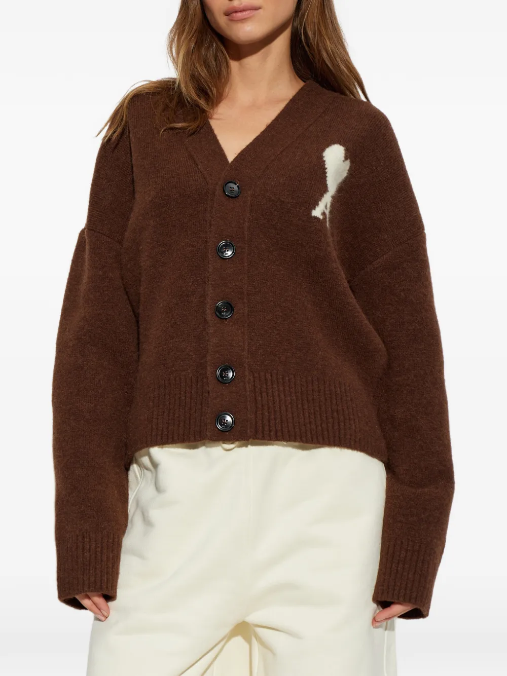 AMI Paris Vest met logo Bruin