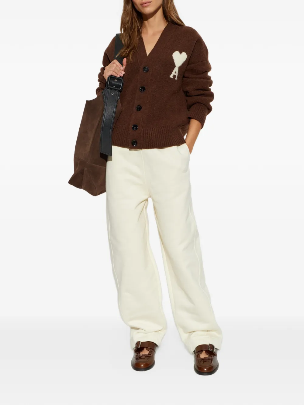 AMI Paris Vest met logo Bruin