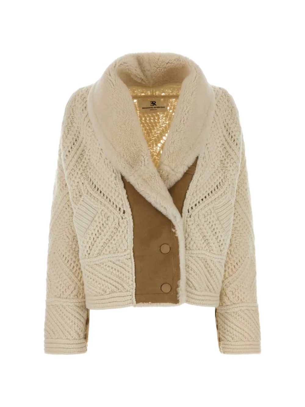 Ermanno Scervino cable-knit shearling-trim cardigan