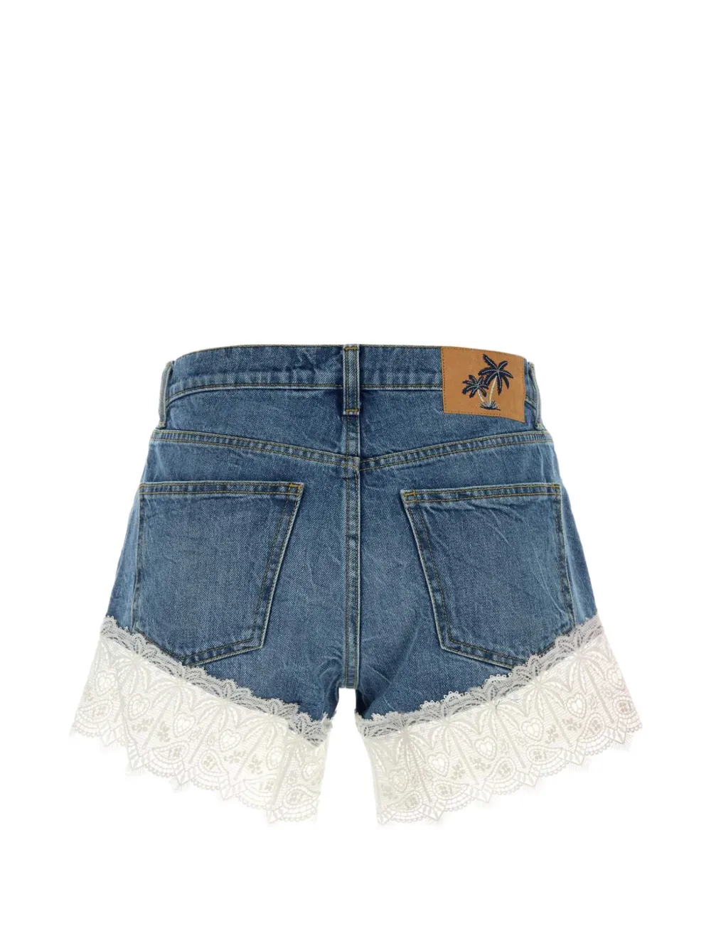 Alanui Romance lace-trim denim shorts Blauw