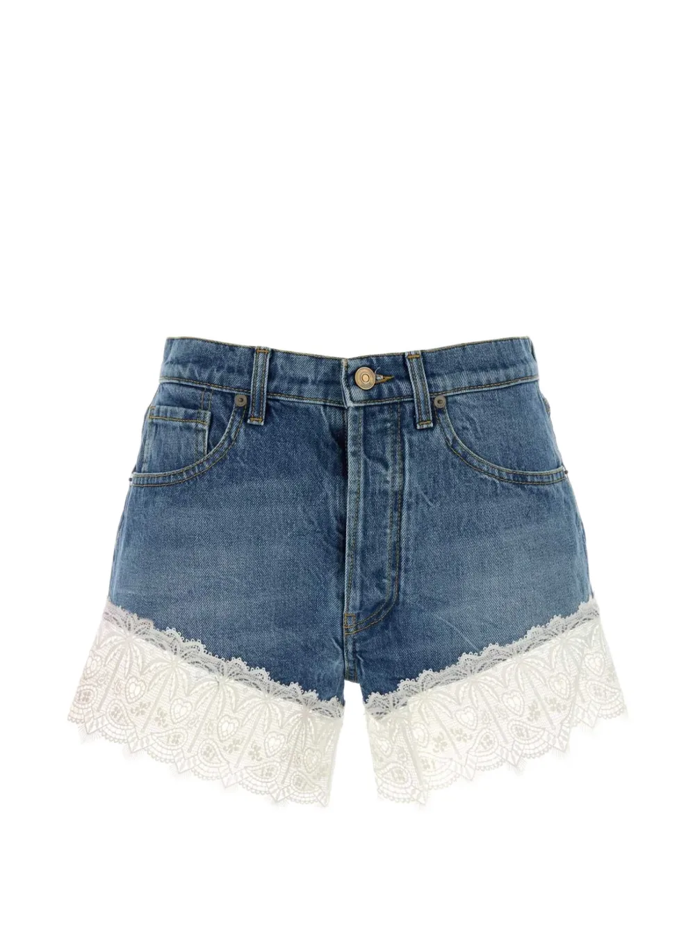 Alanui Romance lace-trim denim shorts