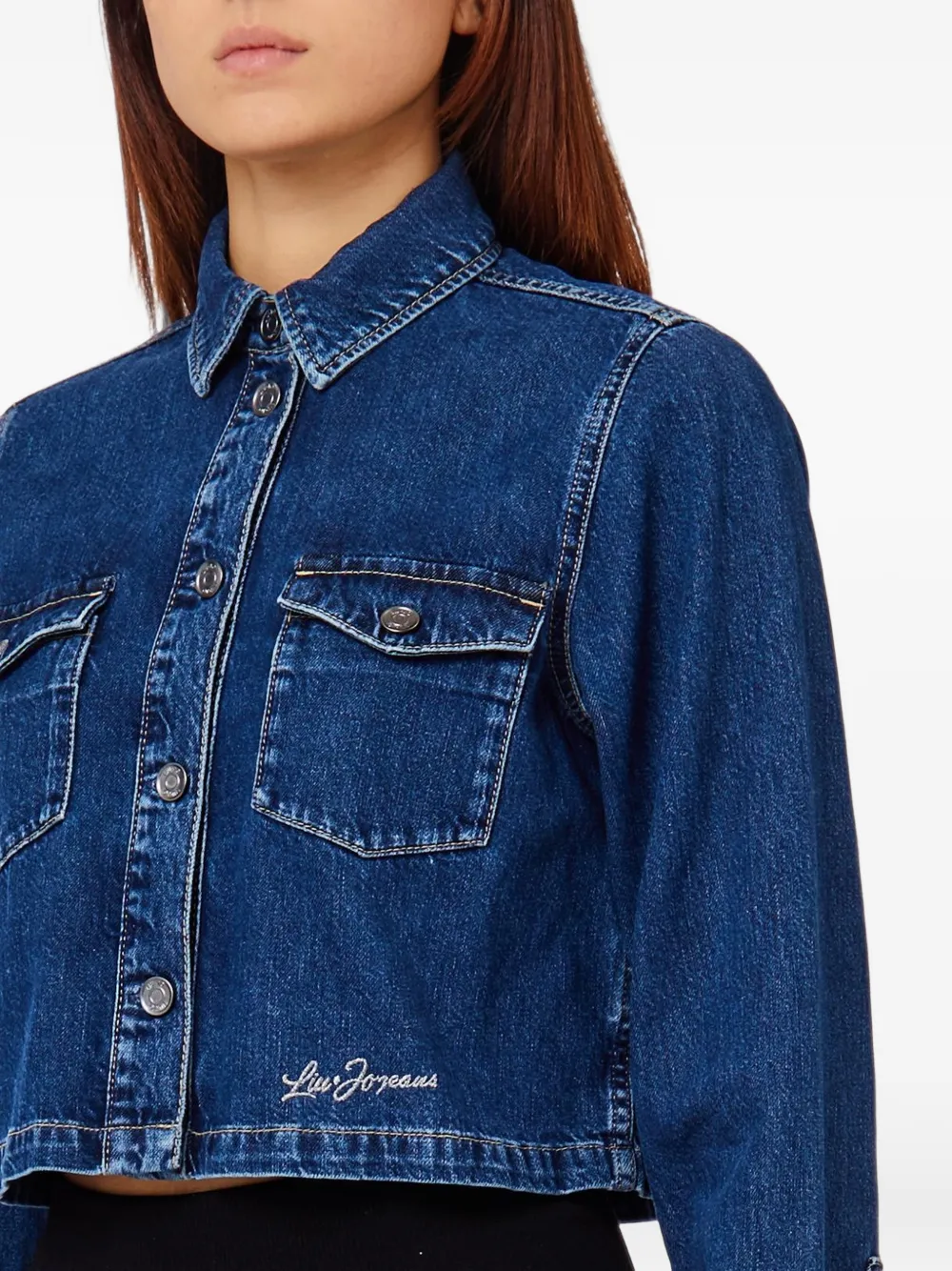 LIU JO Cropped spijkerblouse Blauw