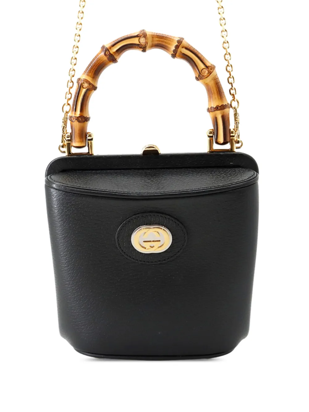 Gucci Pre-Owned 2016-2026 Mini Dollar Calfskin Bamboo Marina Bucket Bag satchel - Nero