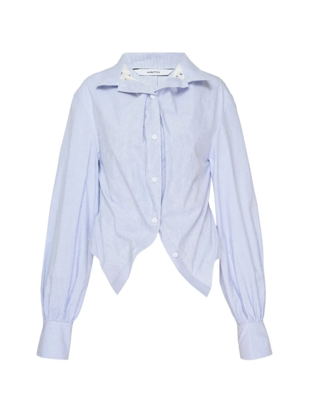 Pushbutton Stripe-print Layered Blouse In Blue