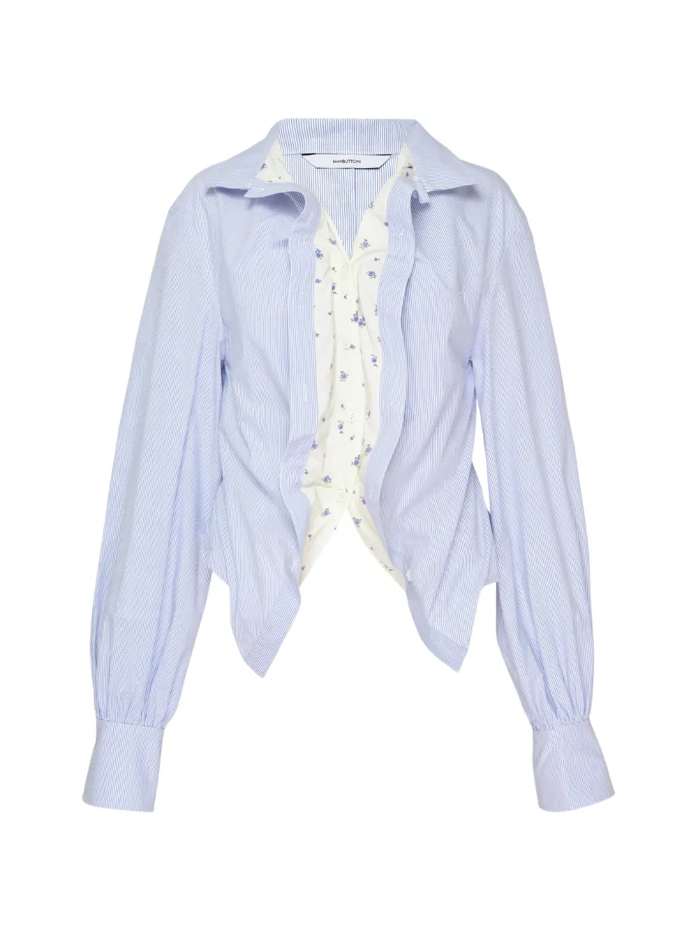 Pushbutton Stripe-print Layered Blouse In Blue