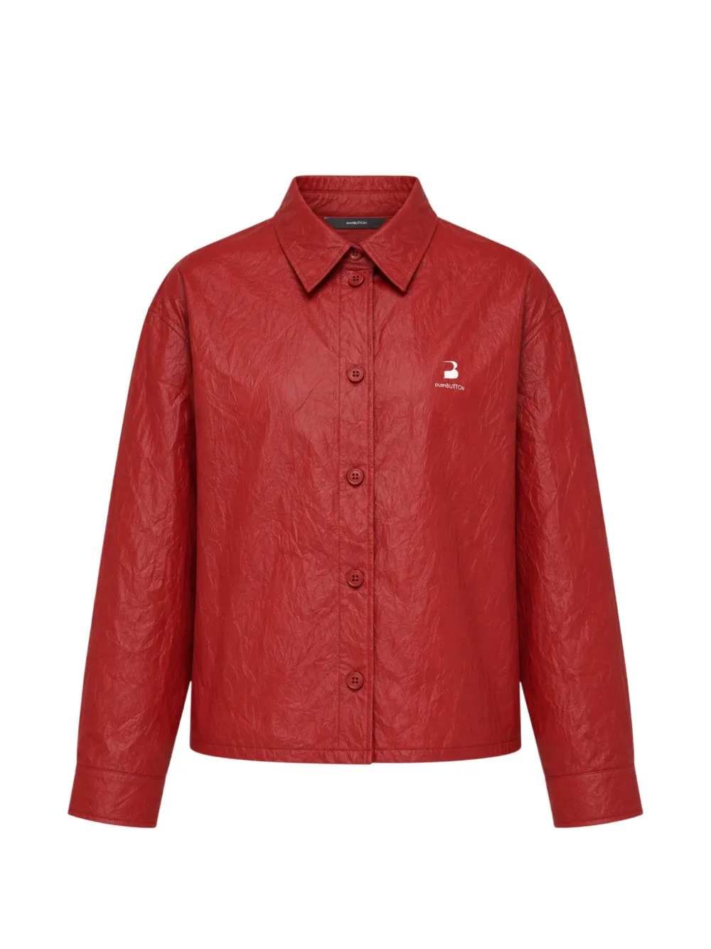 pushBUTTON crinkled-finish logo-print shirt