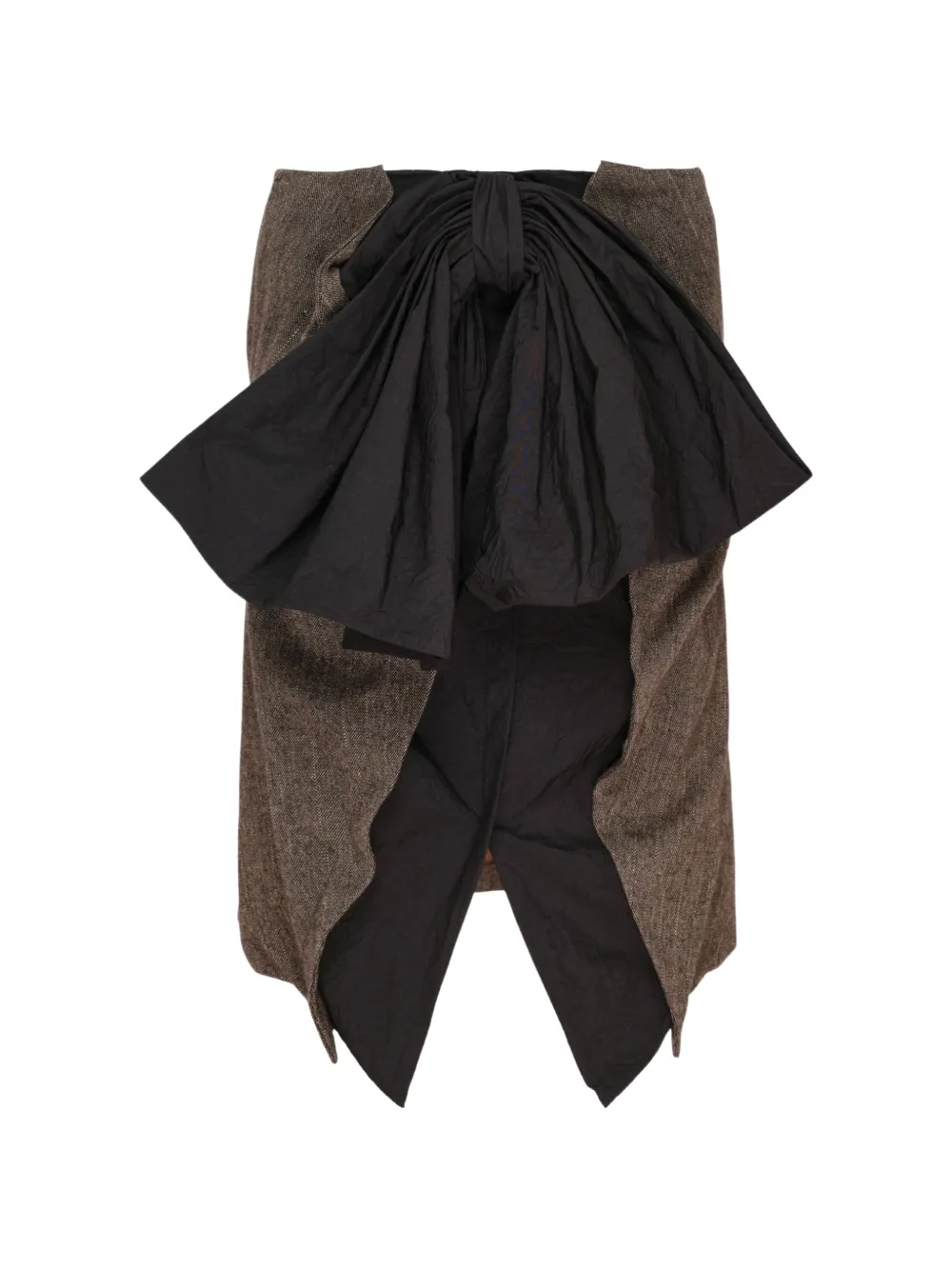Pushbutton Bow-detail Draped Maxi Skirt In Brown