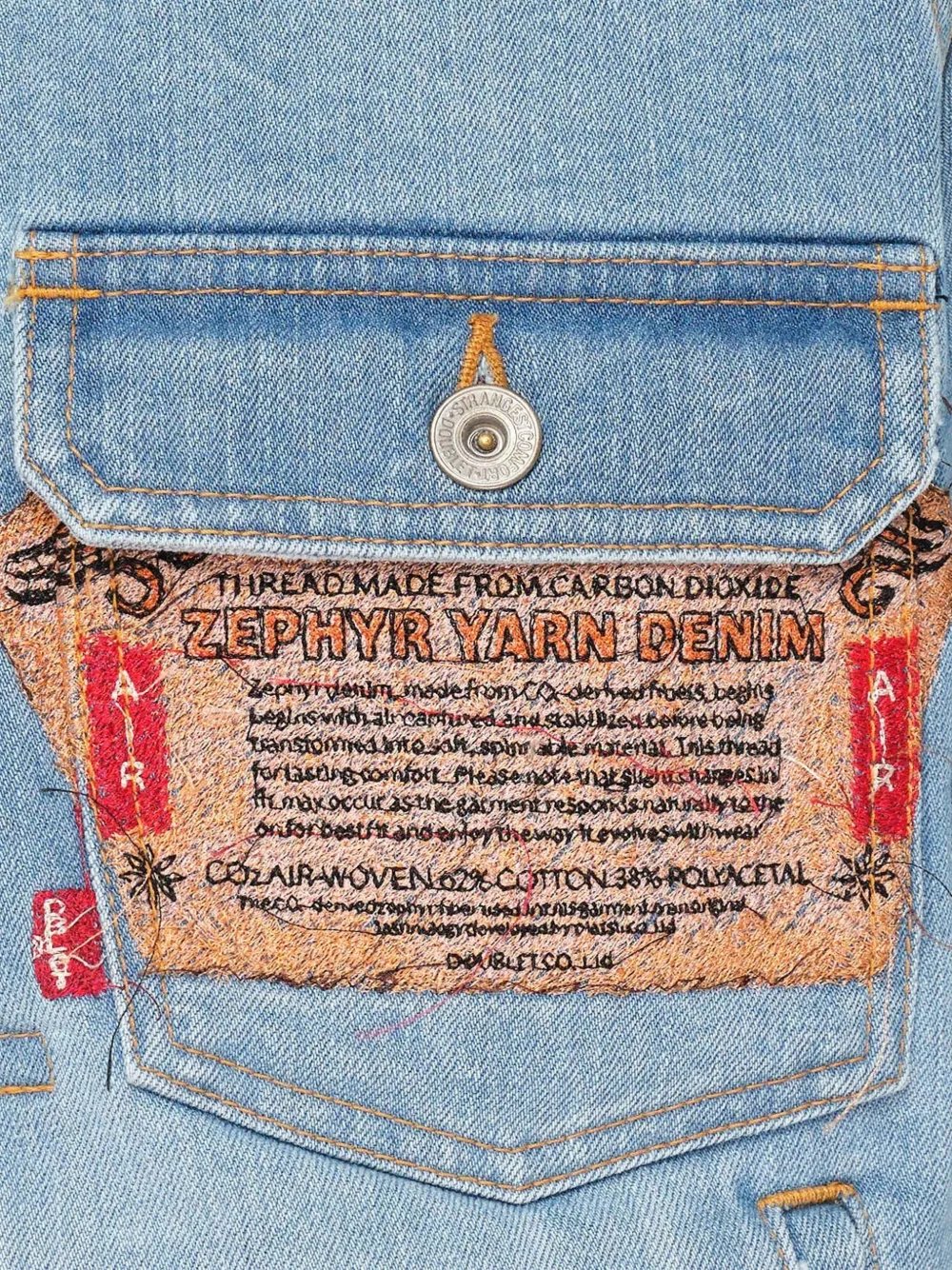 Doublet Zephyr Yarn faded denim jacket Blauw