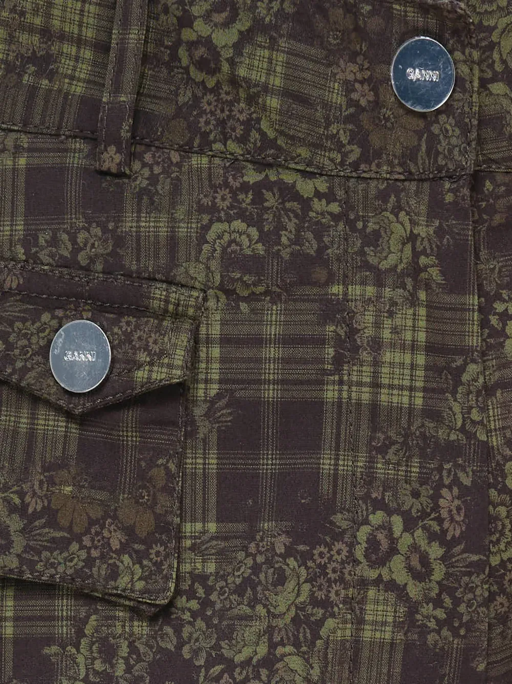 GANNI Cargo broek met bloemenprint Bruin
