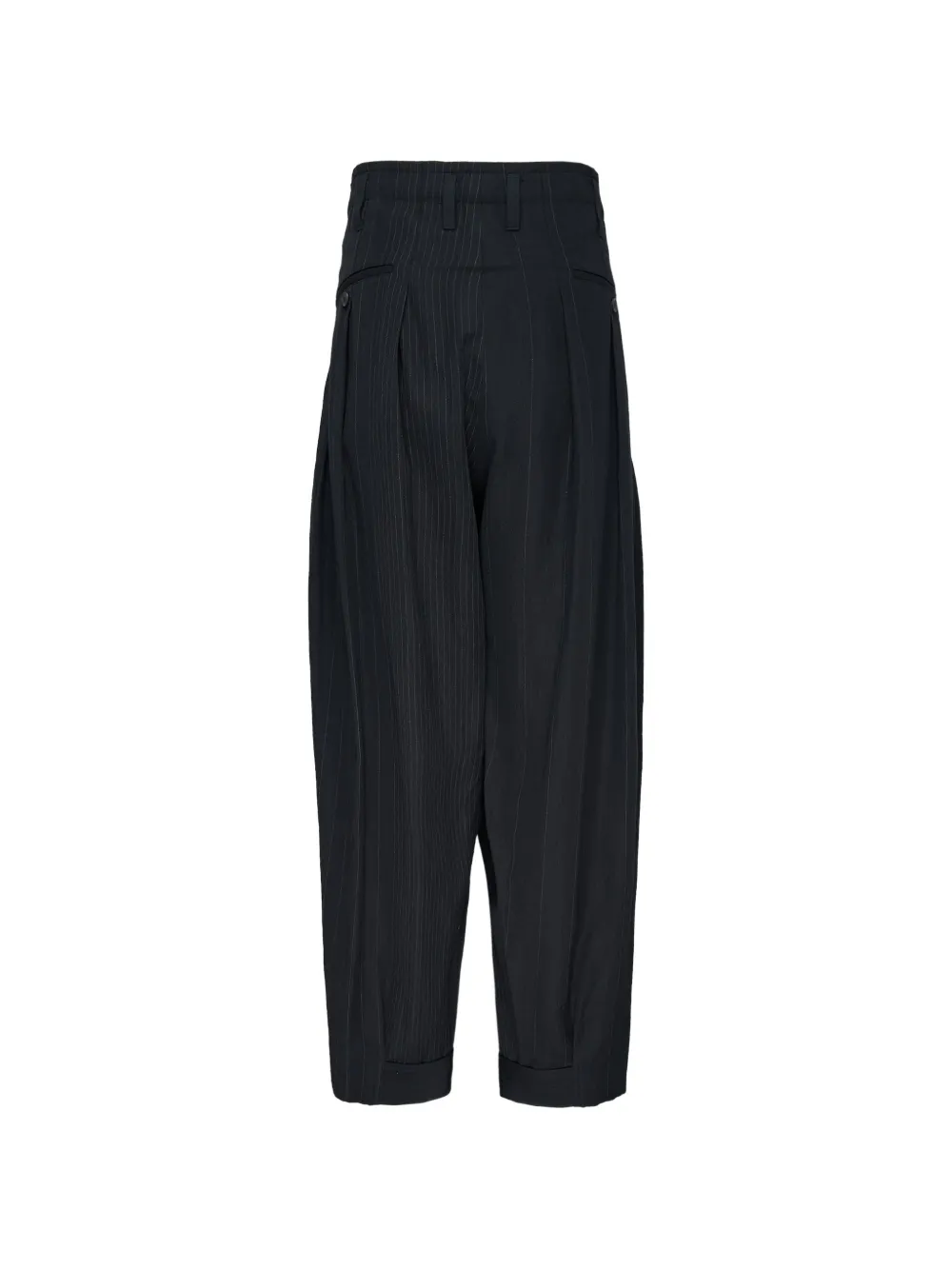 Yohji Yamamoto Broek met wijde plooien en banddetail bij de zoom Zwart