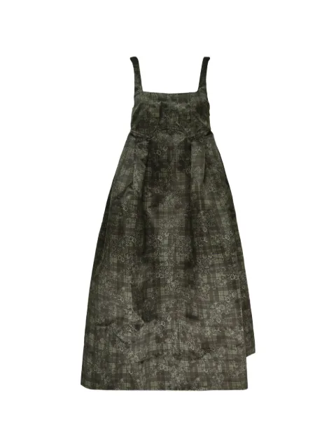 GANNI check-print corset midi dress