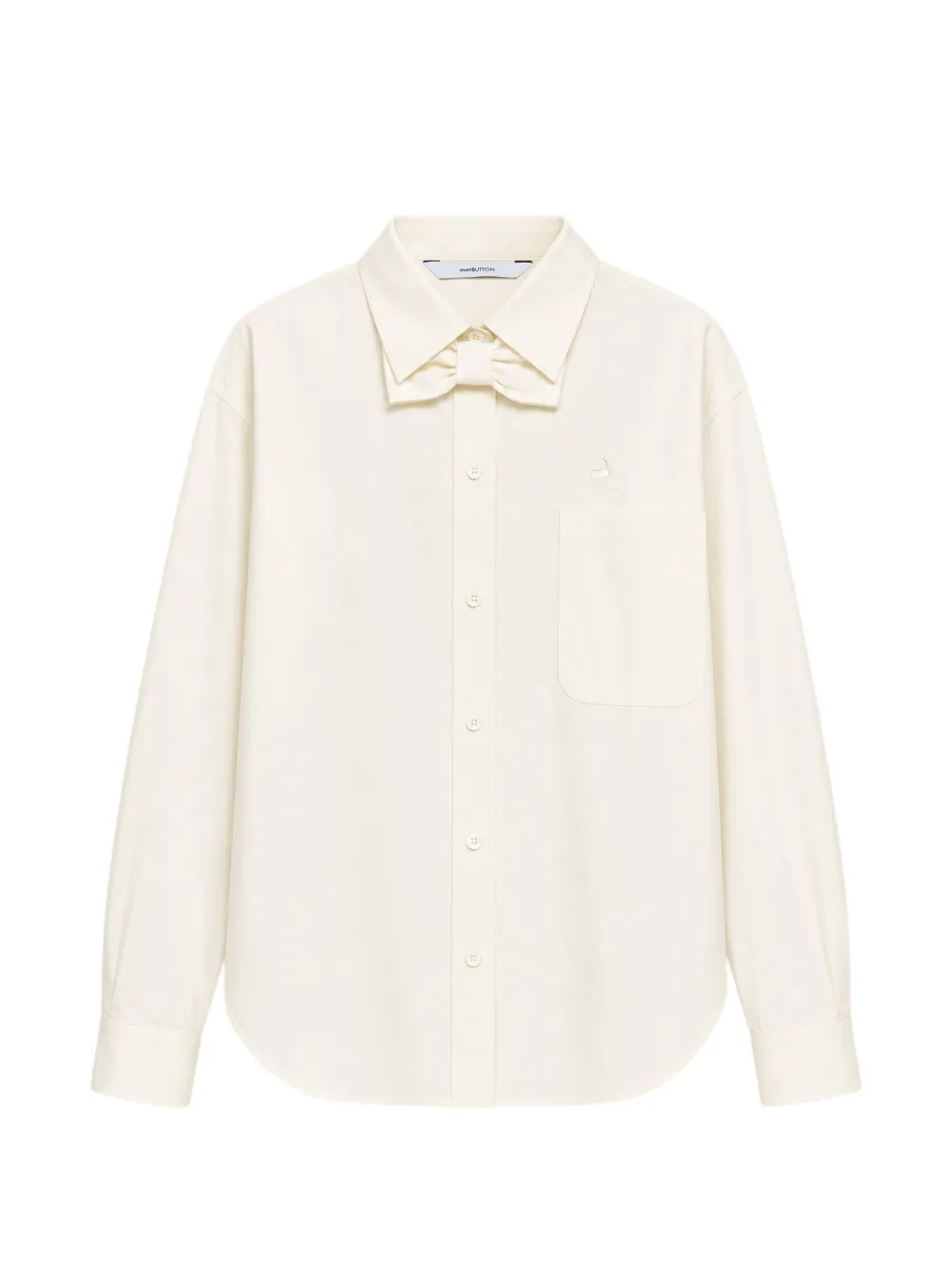 Pushbutton Bow-detail Shirt In White