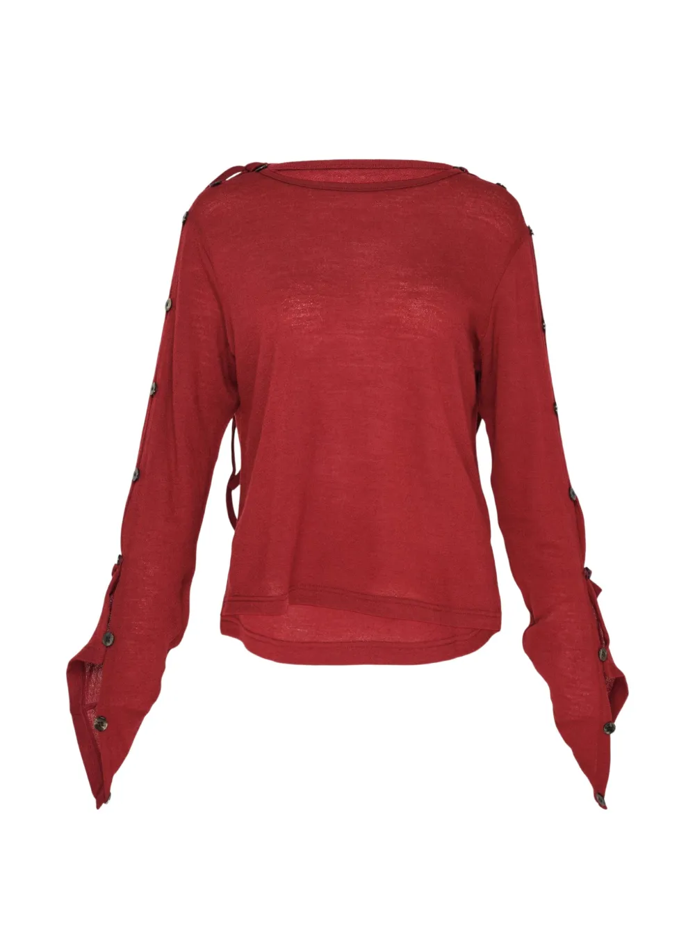 Y's Button-up Boat-neck Sweater In Red