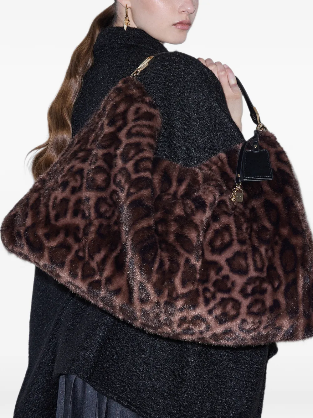 LIU JO large faux fur bag Bruin