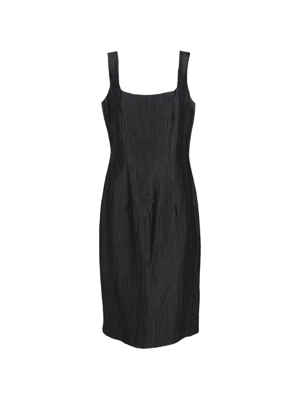 Guy Laroche Pre-Owned pleated square-neck midi dress - Nero