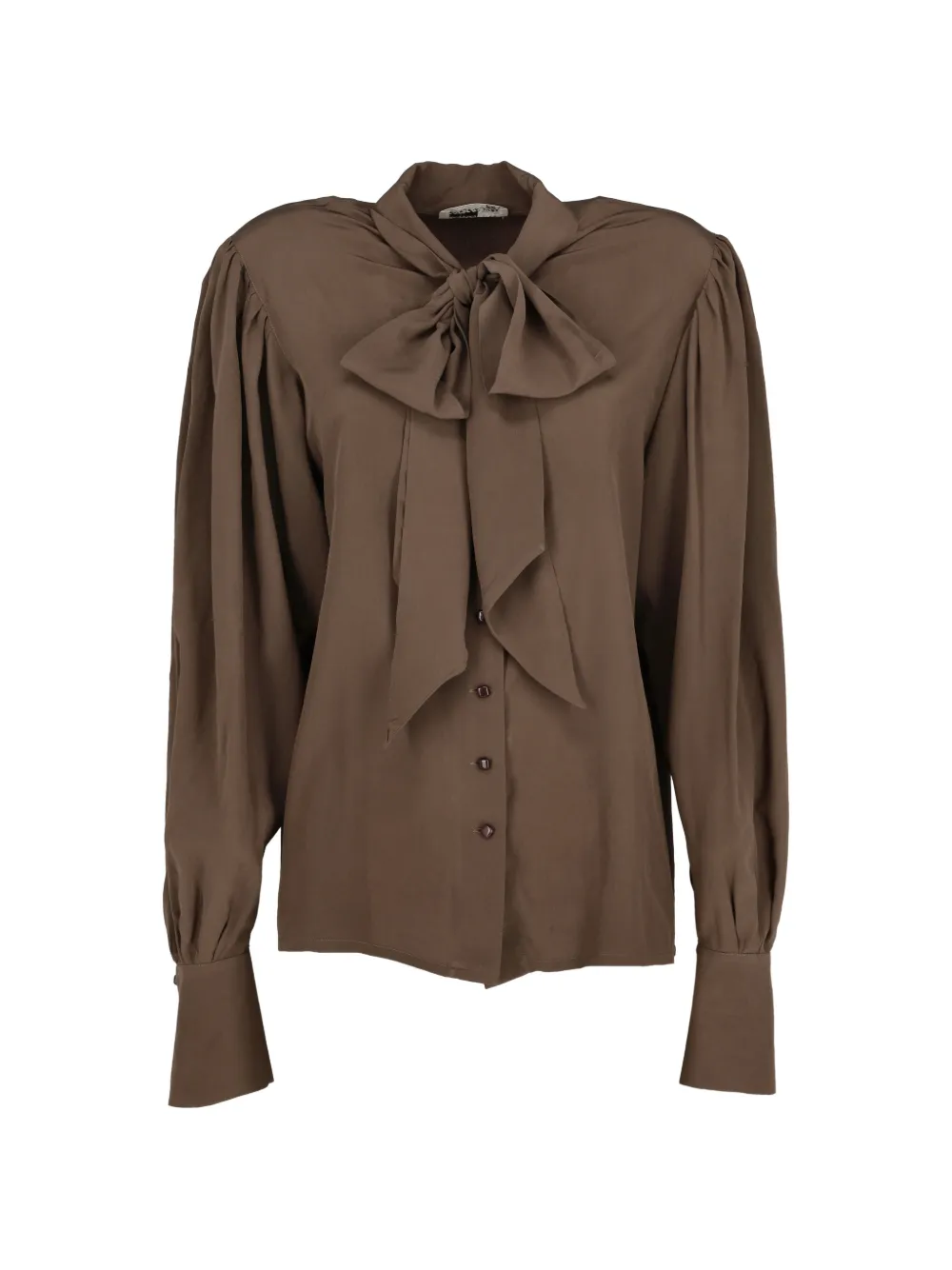 Vintage chemise à col lavallière - Marron