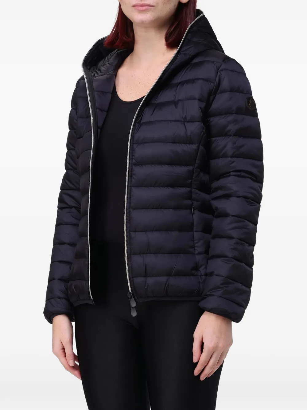 Save The Duck Alexis quilted hooded jacket Zwart