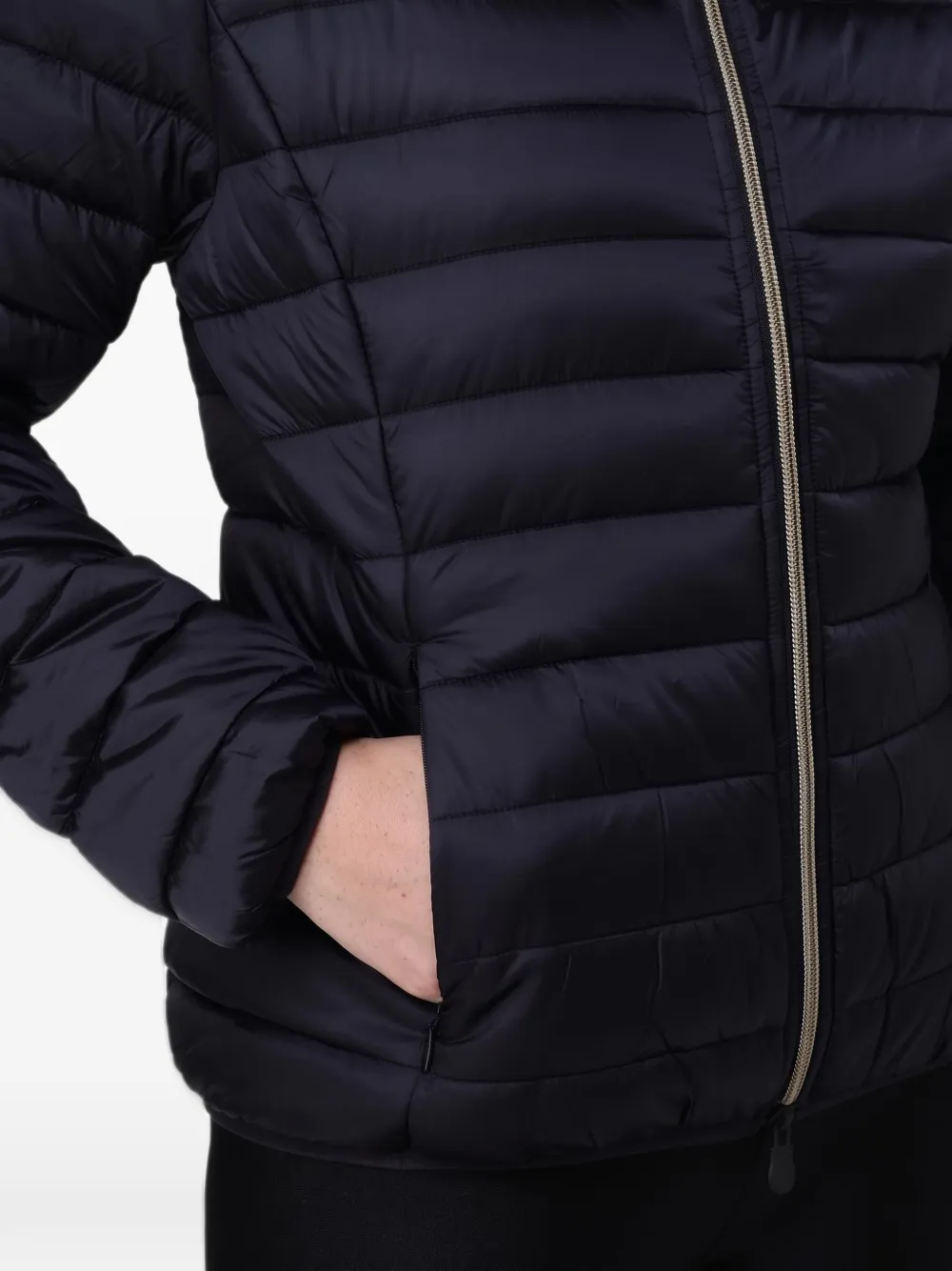 Save The Duck Alexis quilted hooded jacket Zwart