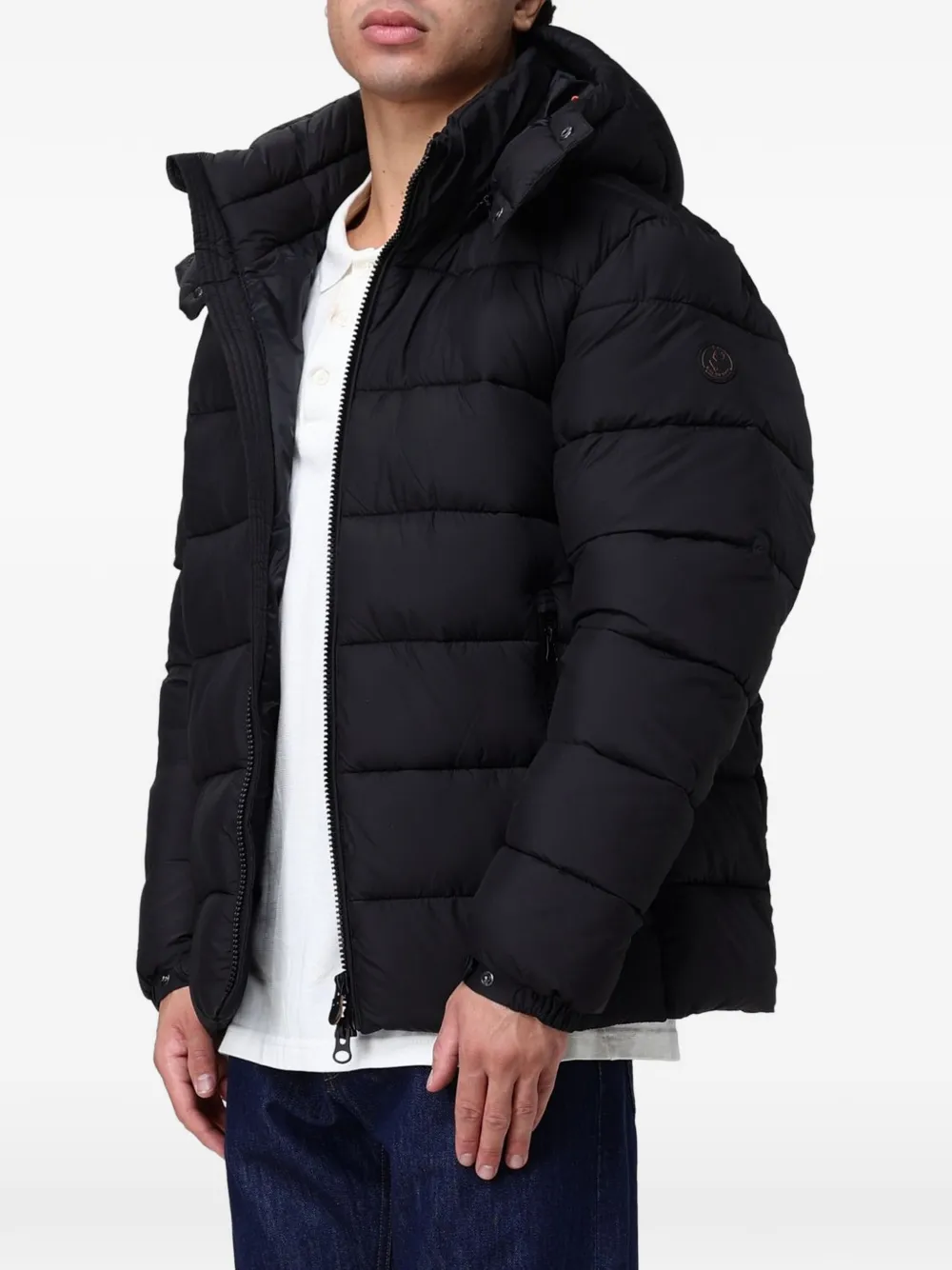Save The Duck quilted hooded jacket Zwart