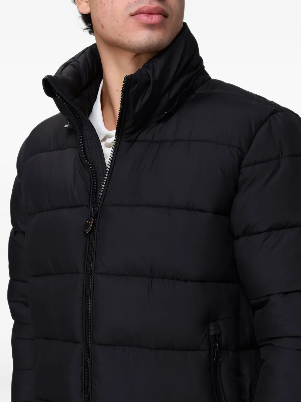 Save The Duck quilted hooded jacket Zwart