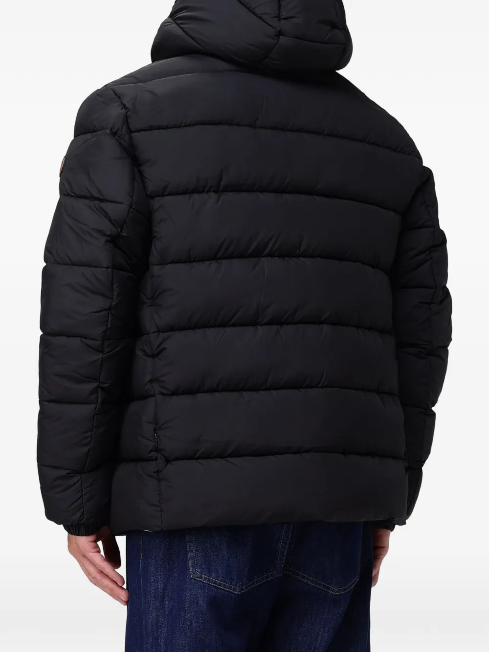 Save The Duck quilted hooded jacket Zwart