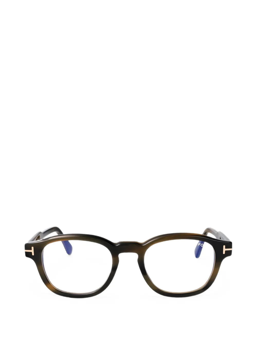 TOM FORD Eyewear lunettes de vue rondes à effet écailles de tortue - Marron TOM FORD Eyewear lunettes de vue rondes à effet écailles de tortue - Marron