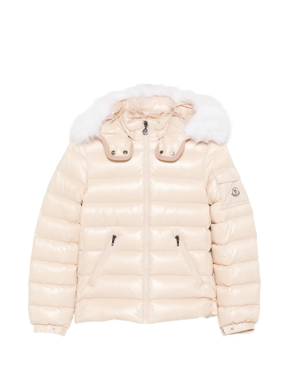 Moncler Enfant Badyf faux fur-trim quilted jacket Beige