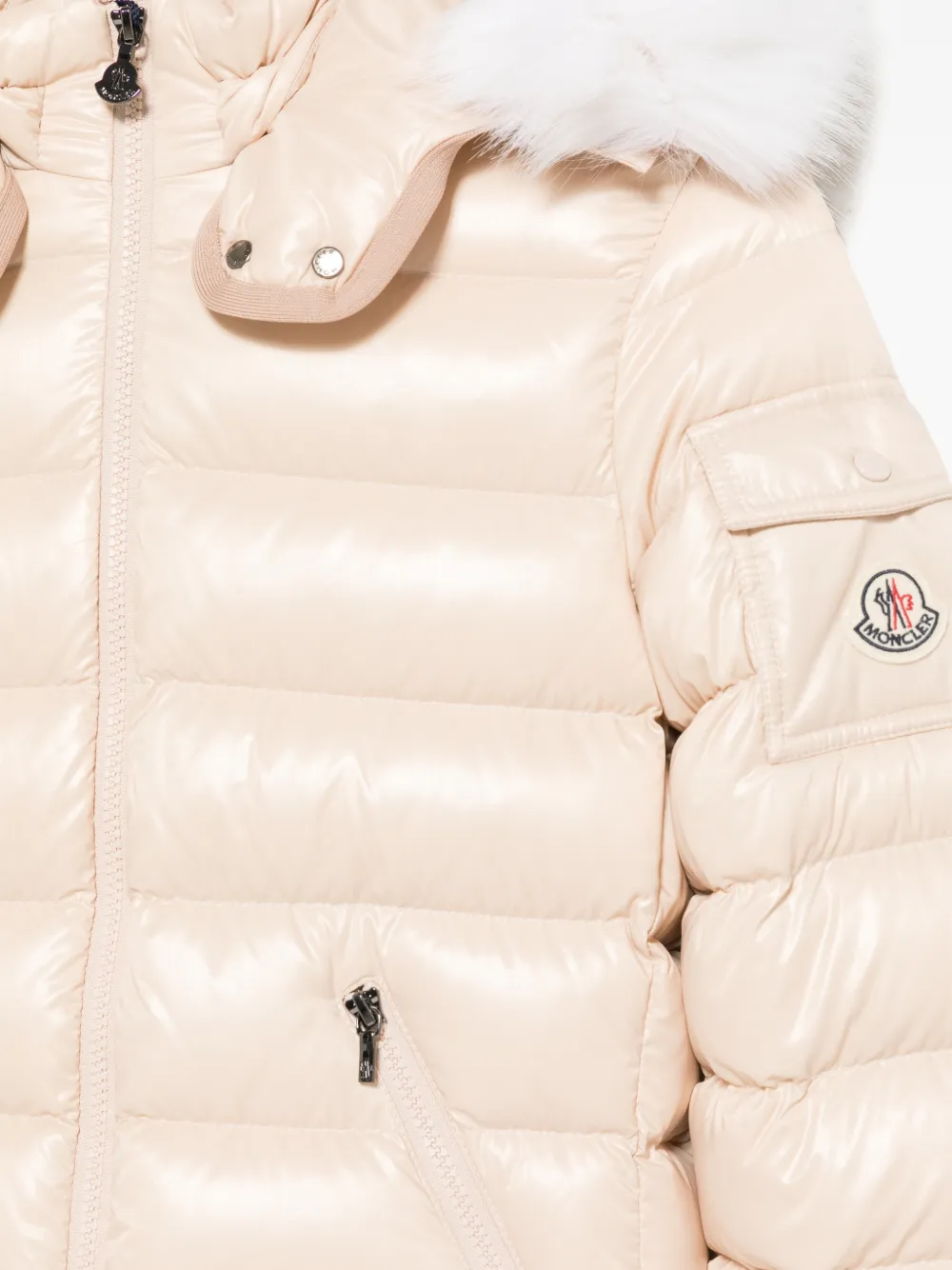 Moncler Enfant Badyf faux fur-trim quilted jacket Beige