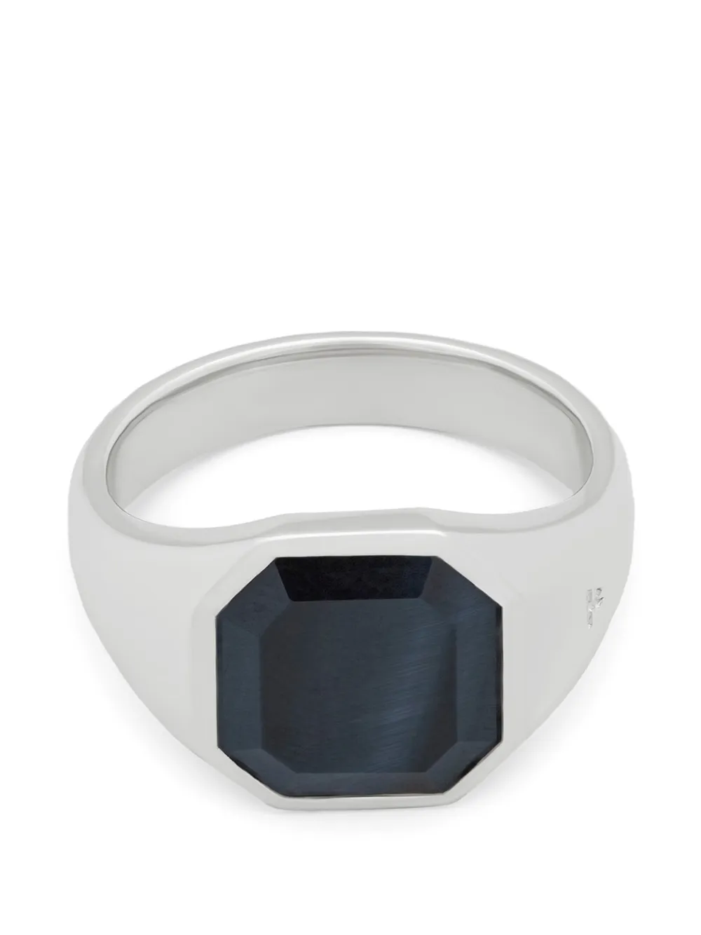 Tom Wood Anello Dan con occhio di falco blu - Argento