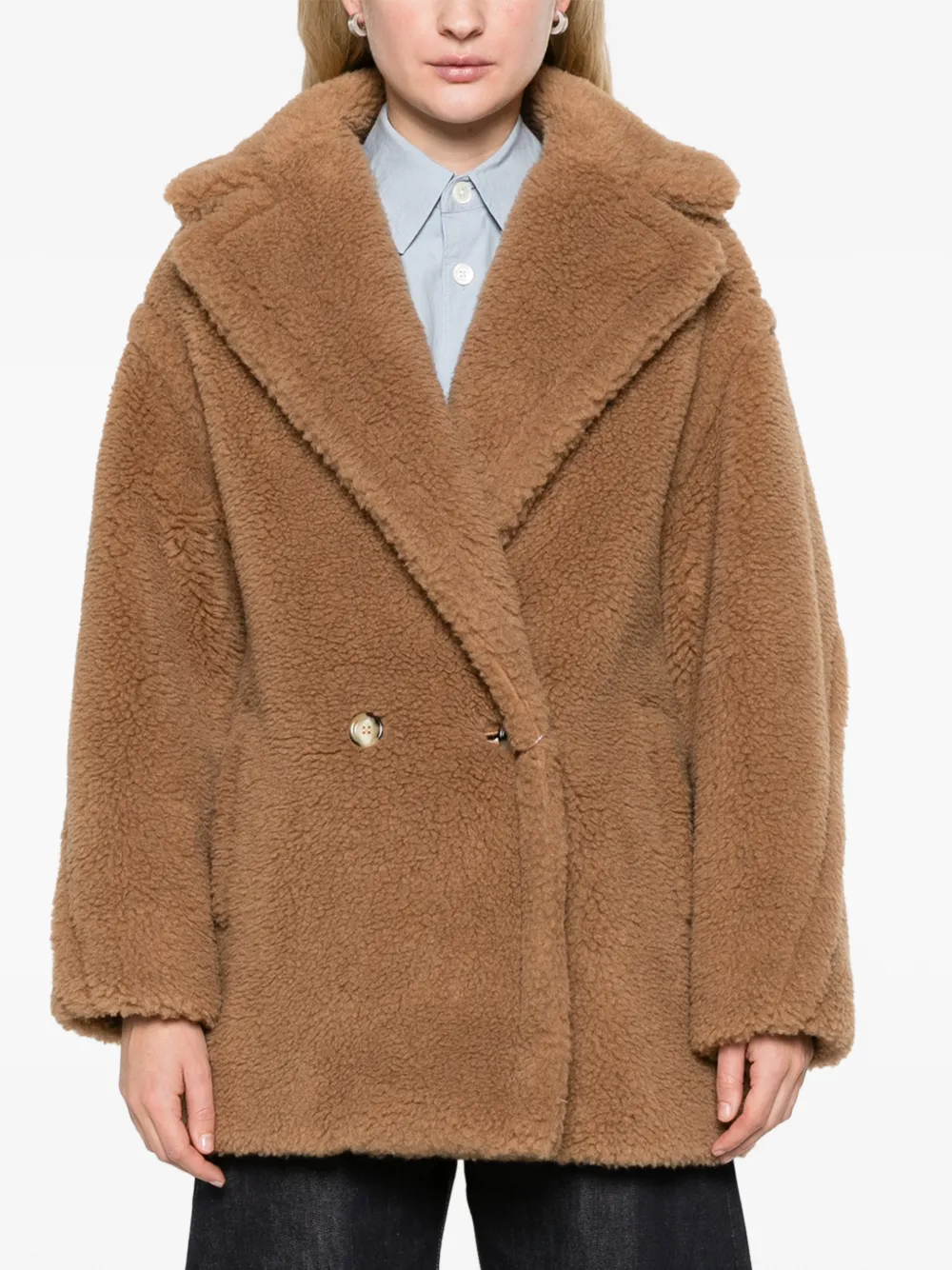 Max Mara Korte Teddy Bear Icon jas Bruin