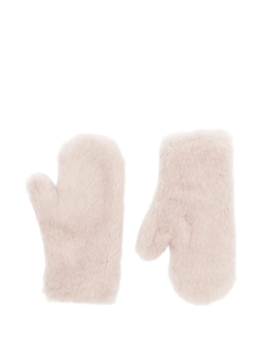 Max Mara alpaca and wool Teddy fabric mittens beige