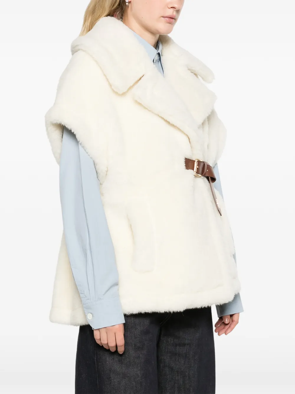 Max Mara Teddy cape van alpaca en wol optisch wit