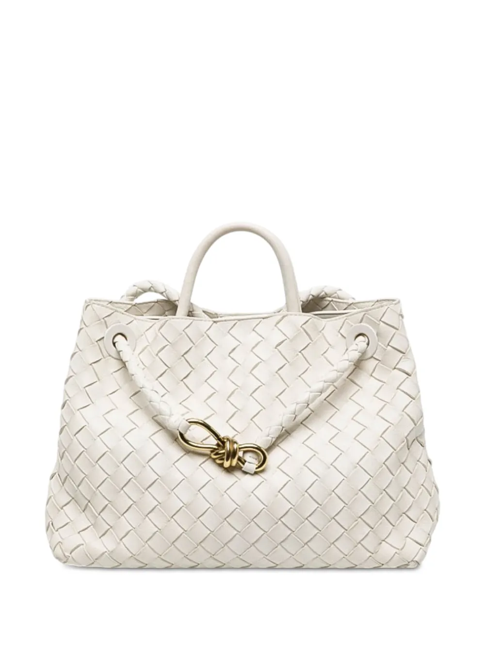 Bottega Veneta Pre-Owned 2012-2026 sac à main Intrecciato Andiamo Bag en cuir d'agneau médium - Blanc