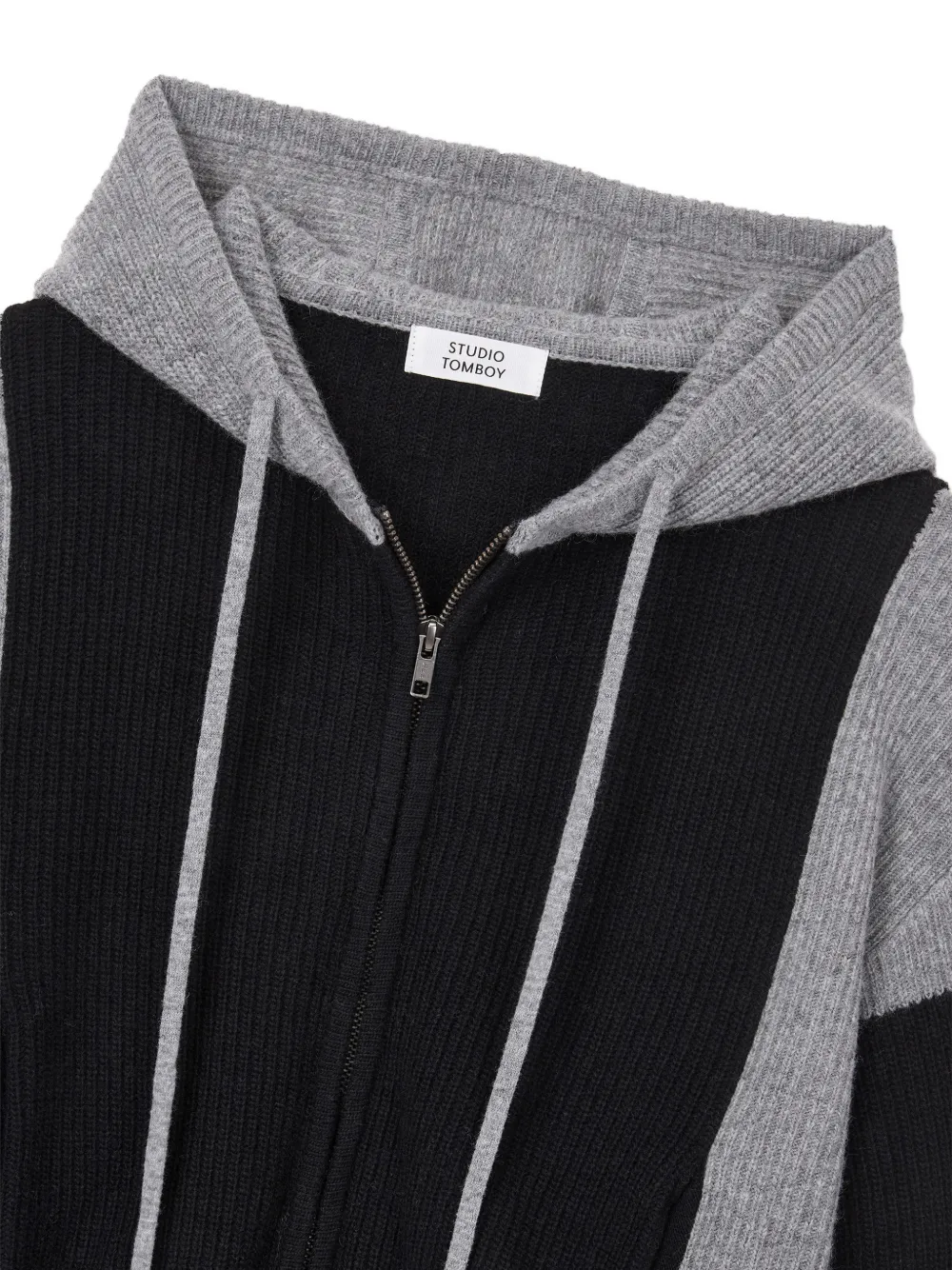 TOMBOY Ribgebreide hoodie met colourblocking Zwart