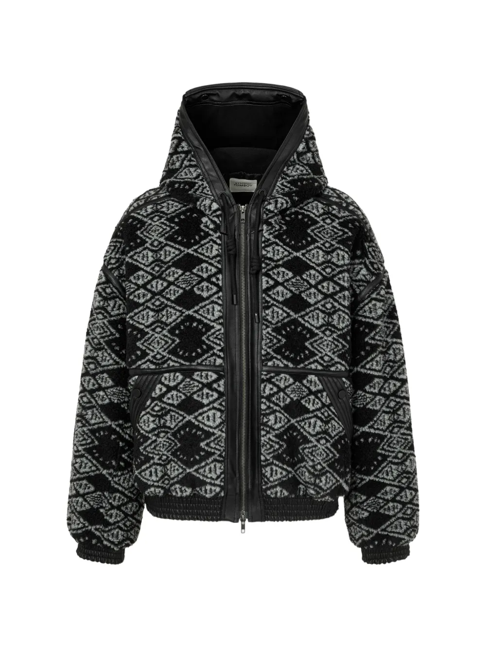 TOMBOY geometric-pattern fleece hooded jacket - Nero