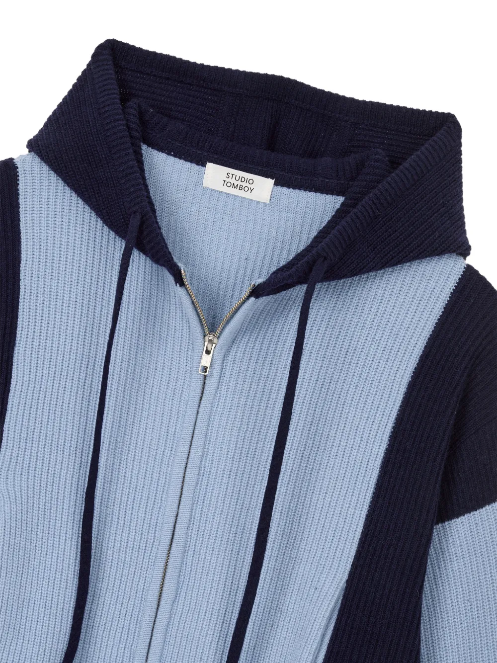 TOMBOY Ribgebreide hoodie met vlakken Blauw