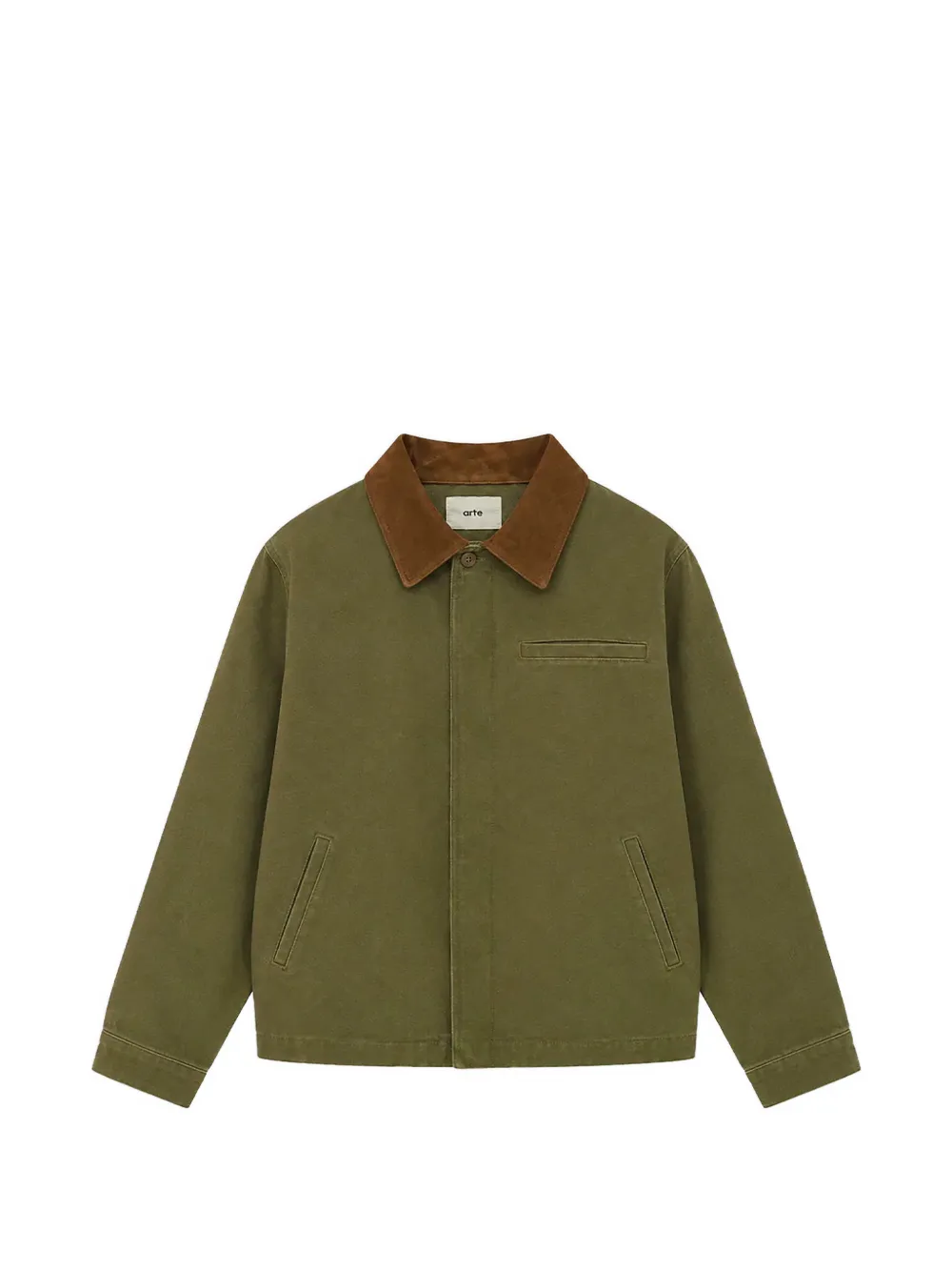 Arte Antwerp contrast-collar raw-hem jacket - Verde