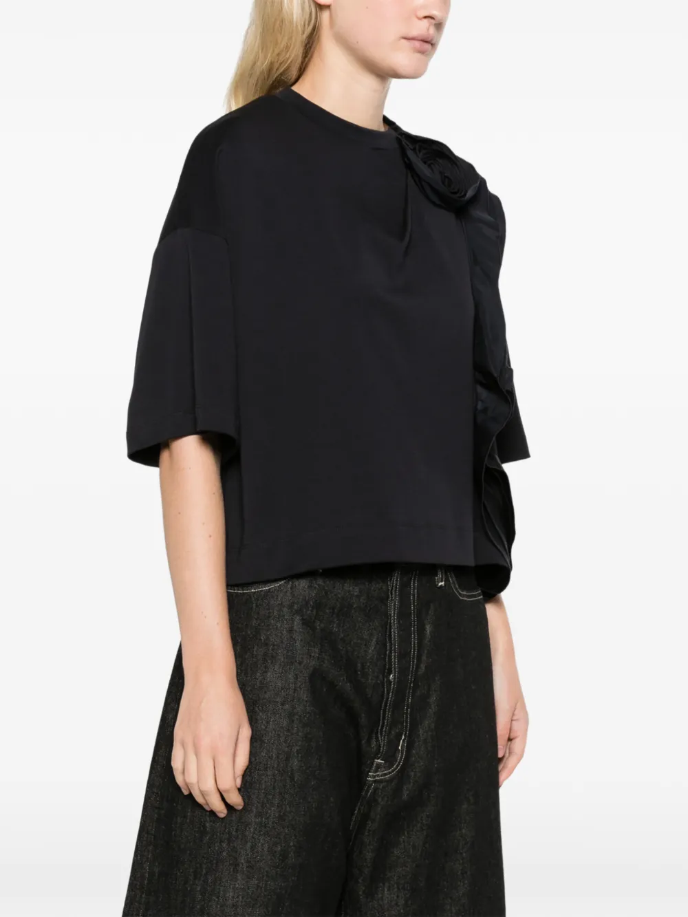 Max Mara frilly jersey T-shirt ultramarine Blauw