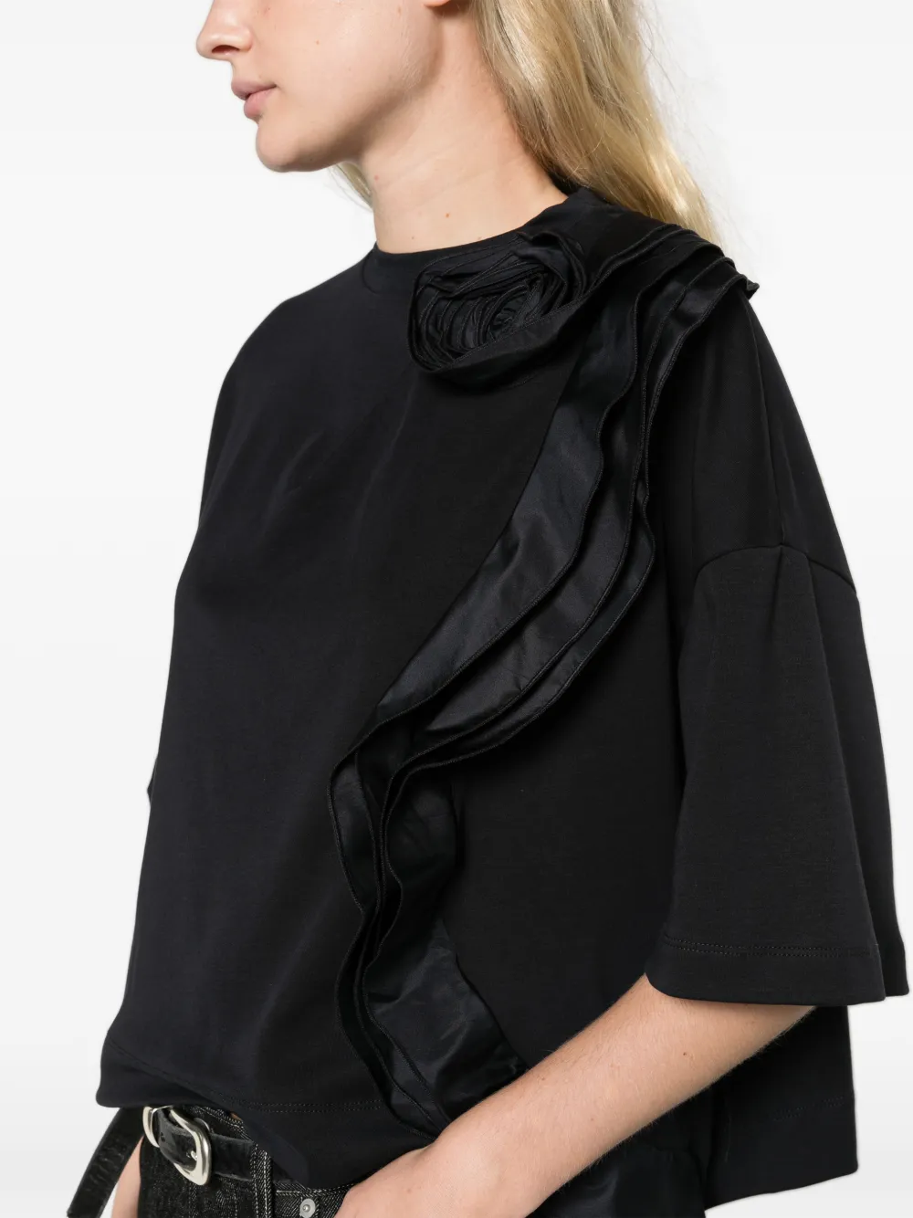 Max Mara frilly jersey T-shirt ultramarine Blauw