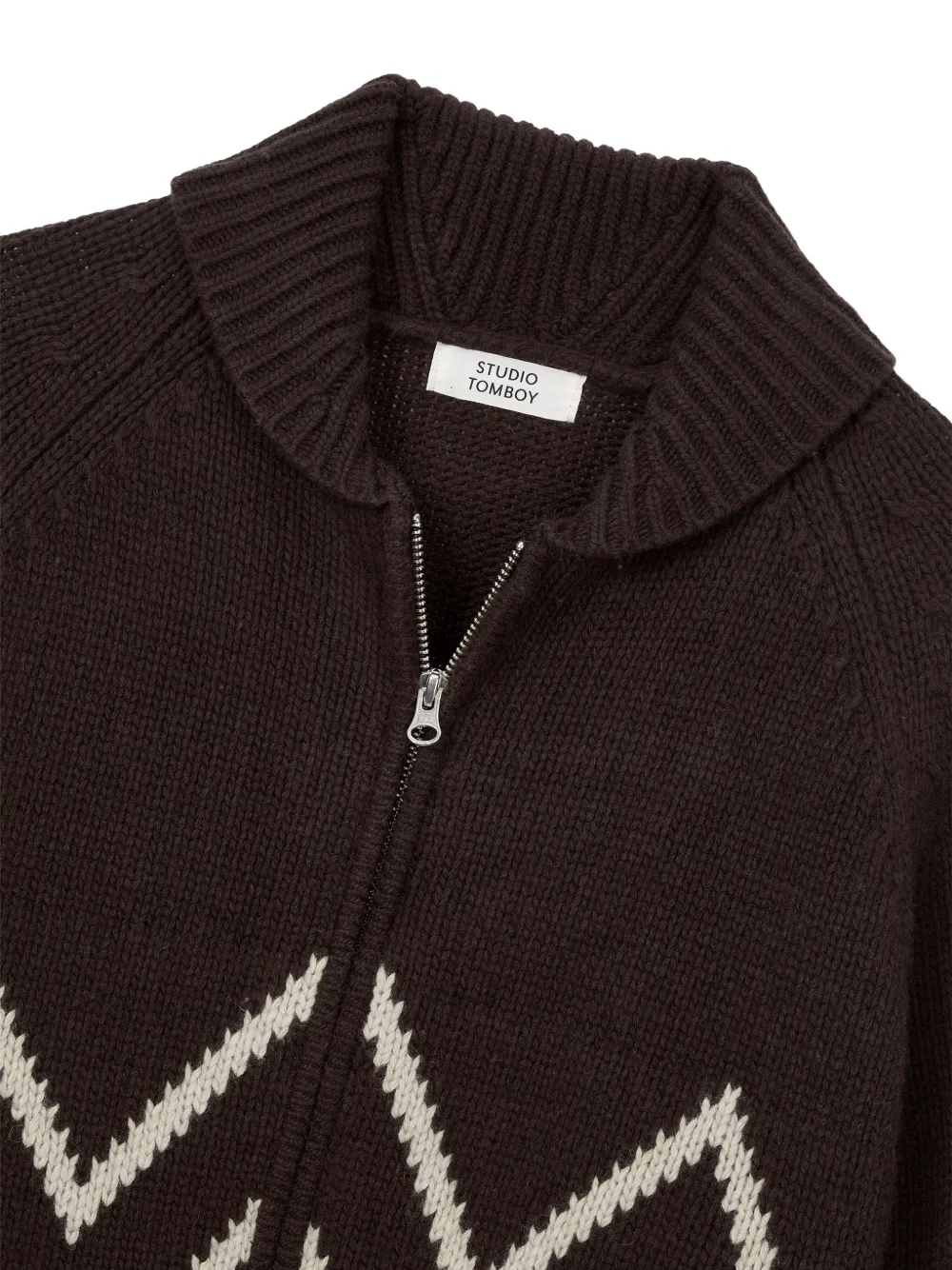TOMBOY zigzag-knit zip-up cardigan Bruin