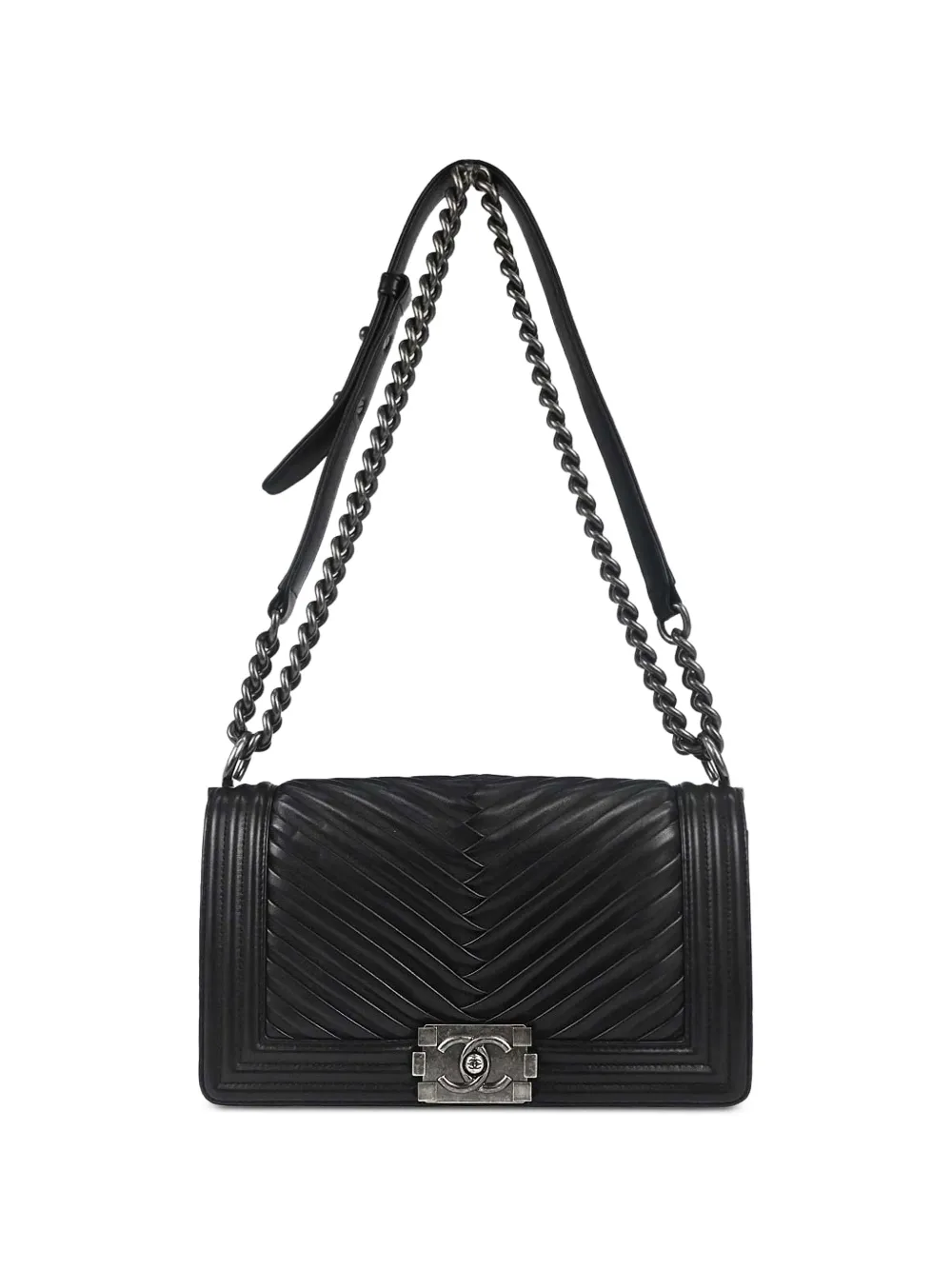 CHANEL Pre-Owned 2016 medium Boy Chanel chevron shoulder bag - Nero